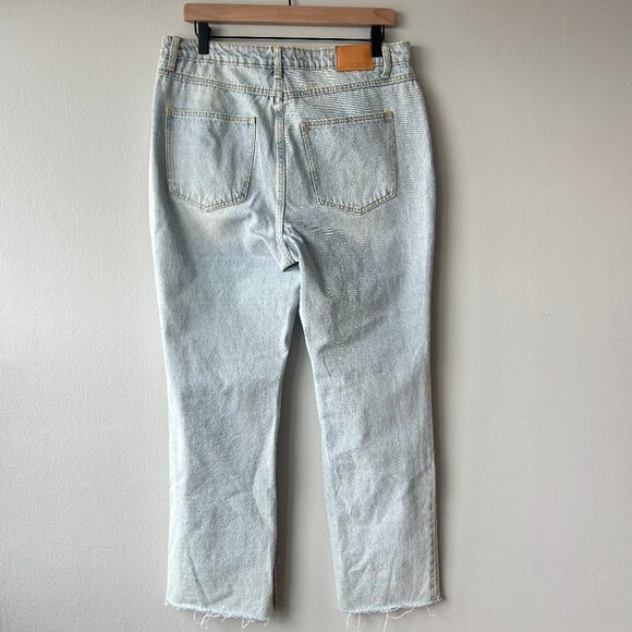Avec Les Filles Light Wash Distressed Straight Leg Split Seam Jeans Womens Sz 31 - Picture 3 of 8